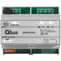 Qbus - Variateur (2x 500VA) Universel avec commande manuelle + 3 entrées + LED - DIM02SA/500U