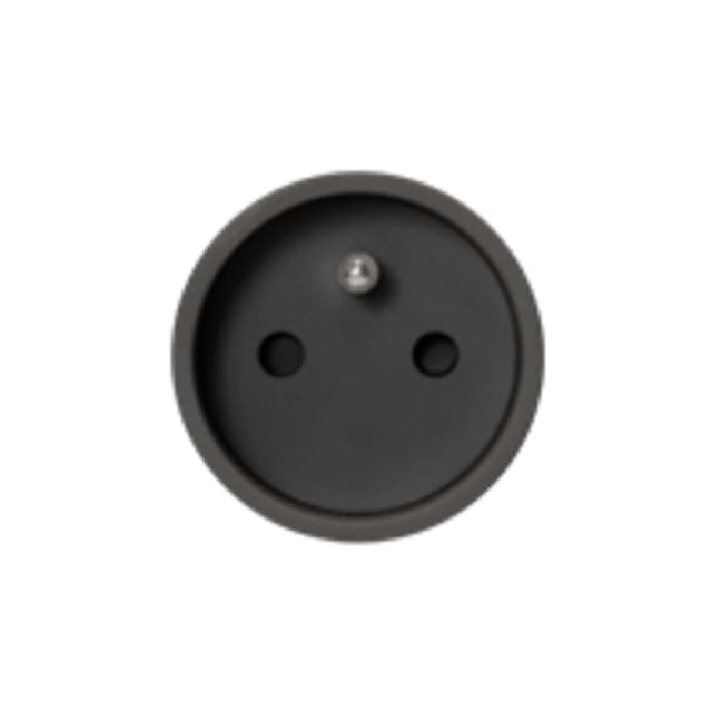 ROND Unifit Prise ronde noire Prise électrique ronde noire Ø45 avec cordon, deux trous de connexion visibles