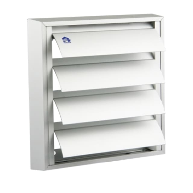 Grille de surpression Renson 173 x 173 mm Grille de surpression carrée en aluminium blanc avec lames inclinées 173 x 173 mm