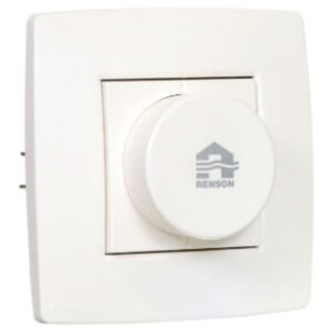 Interrupteur encastrable blanc 3 positions avec bouton rotatif central pour commande de ventilation