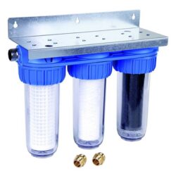 Détails visibles de Filtre triplex eau de pluie charbon actif et préfiltre FF60 pour Adoucisseurs d’eau