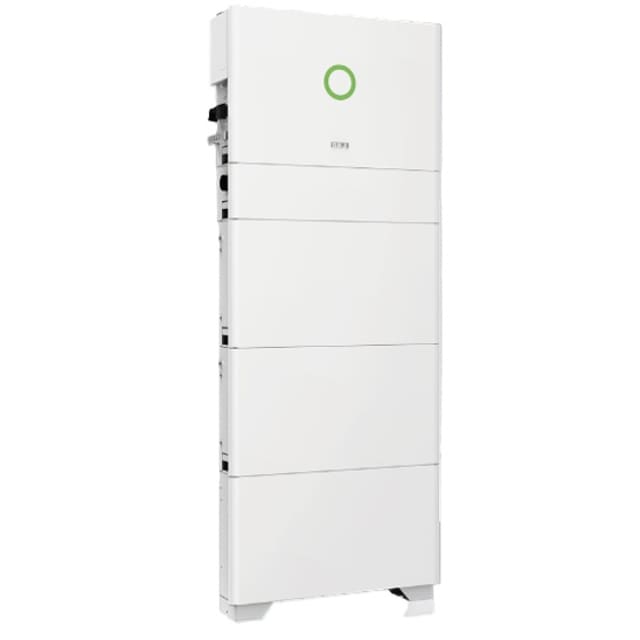 SAJ AIO3 système solaire hybride Onduleur hybride triphasé blanc 5 kW avec modules empilés et voyant circulaire vert