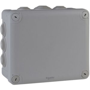 Boîte de dérivation étanche grise IP55 175x150x80 avec couvercle à vis et entrées latérales