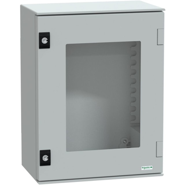 SAREL - boîtier monobloc polyester à montage mural IP66 H430xL330xP200 mm porte vitrée - NSYPLM43TG SAREL - boîtier monobloc polyester à montage mural IP66 H430xL330xP200 mm porte vitrée - NSYPLM43TG