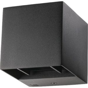 Applique murale LED extérieure noire cubique 2700K avec éclairage vers le bas