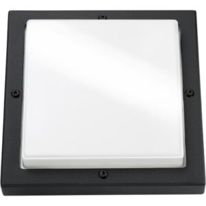 Applique extérieure carrée noire avec diffuseur blanc et fixation murale IP65