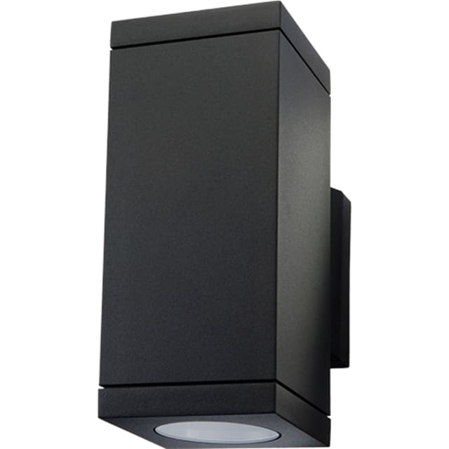 Echo Applique murale extérieure GU10 noir Applique murale extérieure noire rectangulaire en métal avec diffuseur rond inférieur