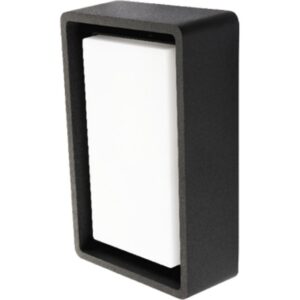 Applique murale LED noire rectangulaire avec diffuseur blanc pour extérieur