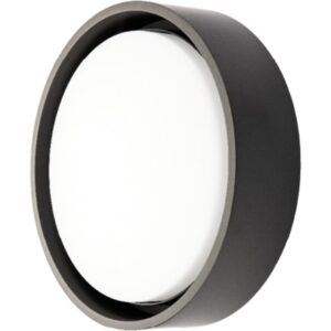 Applique murale ronde graphite à LED 3000K avec diffuseur blanc et finition extérieure noire