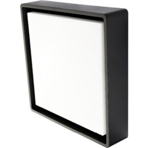 Applique murale LED carrée noire avec diffuseur blanc et boîtier rectangulaire