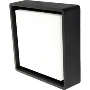 Applique murale LED carrée noire avec diffuseur blanc et détecteur intégré 3000K