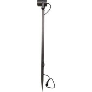 Poteau de jardin graphite avec piquet métallique et câble électrique visible