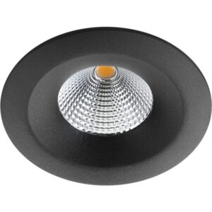 Spot encastrable LED noir rond 7W 2700K IP65 avec réflecteur facetté