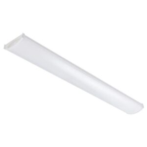 Plafonnier apparent blanc mat rectangulaire avec diffuseur opalin et extrémités arrondies