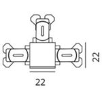 Connecteur T noir pour rail d’éclairage 230V, raccord central avec trois sorties