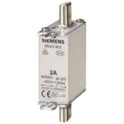 SIEMENS - Fusible à couteau NH GR000 AC 500V/DC 250V 63A avec languettes d' accrochage non - 3NA3822
