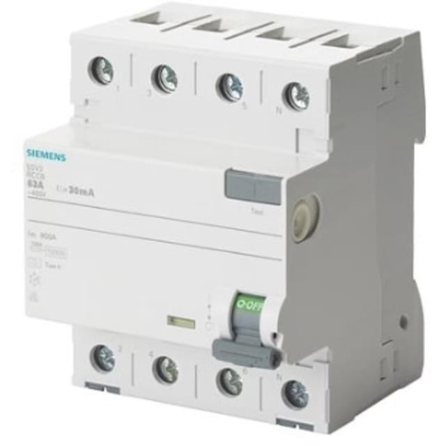 SIEMENS - INTERRUPTEUR DIFFERENTIEL TYPE A 63A 3+N 30MA 400V 4UM I2T CEBEC - 5SV33466BA SIEMENS - INTERRUPTEUR DIFFERENTIEL TYPE A 63A 3+N 30MA 400V 4UM I2T CEBEC - 5SV33466BA