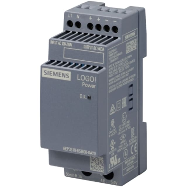 SIEMENS - LOGO!POWER 5V/3A alimentation régulé 100-240 V AC output: 5V/3A DC - 6EP33106SB000AY0 SIEMENS - LOGO!POWER 5V/3A alimentation régulé 100-240 V AC output: 5V/3A DC - 6EP33106SB000AY0