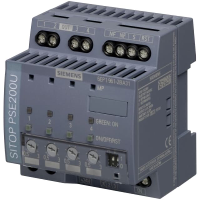 SIEMENS - SITOP PSE200U 3A SELECTIVITY MODULE 4 CHANNELS INPUT: 24VDC OUTPUT: 24VDC/3A PE - 6EP19612BA31 SIEMENS - SITOP PSE200U 3A SELECTIVITY MODULE 4 CHANNELS INPUT: 24VDC OUTPUT: 24VDC/3A PE - 6EP19612BA31