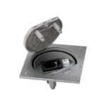 SIMON - Porte-mécanismes fermeture manuelle avec 1x prise de courant + 1x RJ45 INOX - KSE25U/23/72