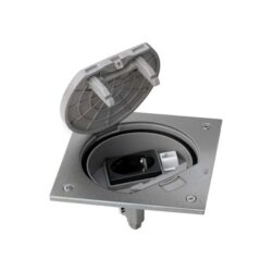 SIMON - Porte-mécanismes fermeture manuelle avec 1x prise de courant + 1x RJ45 INOX - KSE25U/23/72
