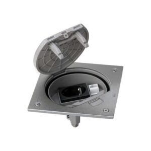 SIMON - Porte-mécanismes fermeture manuelle avec 1x prise de courant + 1x RJ45 INOX - KSE25U/23/72
