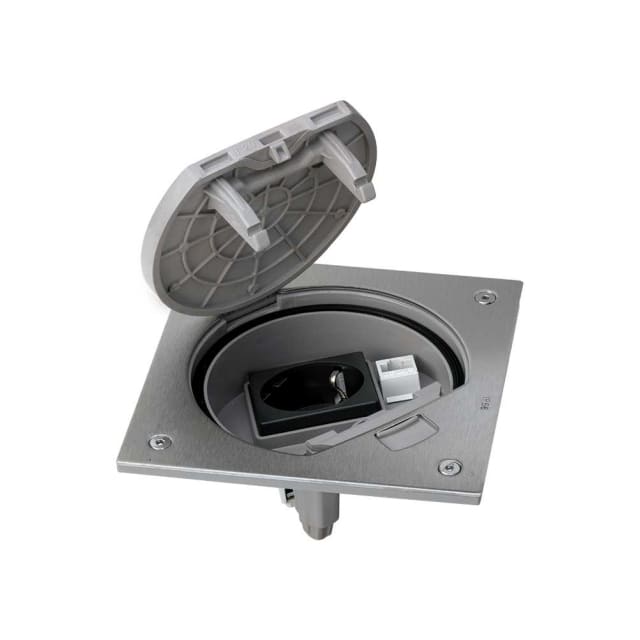 SIMON - Porte-mécanismes fermeture manuelle avec 1x prise de courant + 1x RJ45 INOX - KSE25U/23/72 SIMON - Porte-mécanismes fermeture manuelle avec 1x prise de courant + 1x RJ45 INOX - KSE25U/23/72