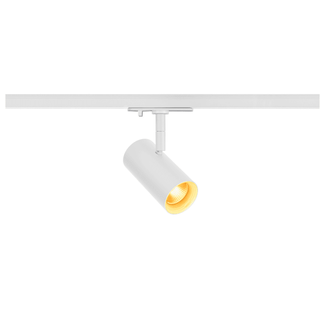 SLV Belgium Noblo spot sur rail Spot cylindrique blanc sur rail monophasé avec faisceau orientable et source lumineuse chaude