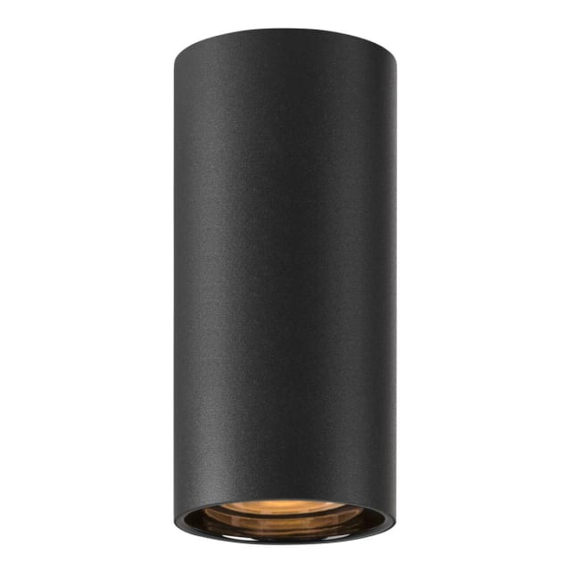 SLV Belgium ASTO TUBE Plafonnier spot cylindrique noir Plafonnier spot cylindrique noir avec intérieur doré et ouverture orientée vers le bas