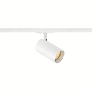 Spot cylindrique blanc sur rail monophasé avec douille GU10 orientable