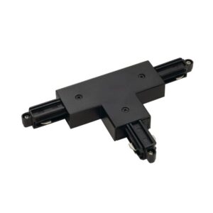 Connecteur en T noir pour rail monophasé 230V terre gauche