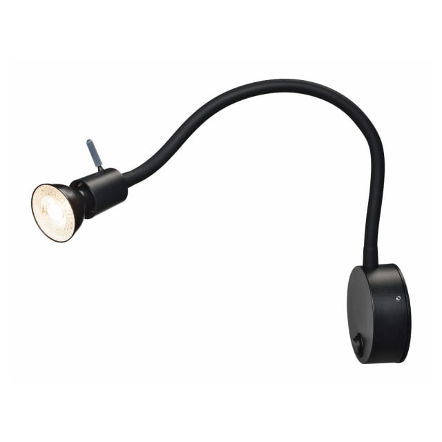 SLV Belgium Dio Applique murale spot flexible noir Applique murale noire avec bras flexible et spot orientable fixé sur base ronde