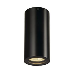 Plafonnier cylindrique noir mat pour ampoule GU10 en saillie