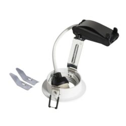 Spot encastrable plafond orientable blanc avec anneau métallique et support noir