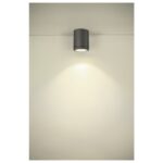 Plafonnier LED extérieur rond anthracite avec faisceau lumineux dirigé vers le bas