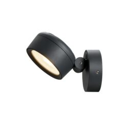 Applique extérieure anthracite orientable avec diffuseur rond et éclairage LED