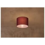 Plafonnier cylindrique noir avec abat jour textile et diffuseur blanc
