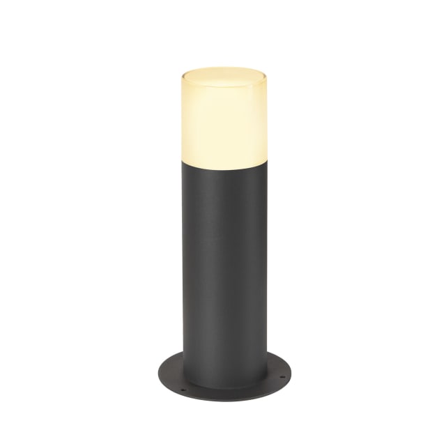 Borne lumineuse ronde GRAFIT 30 SLV Belgium Borne extérieure cylindrique noire avec diffuseur blanc, socle rond et indice IP44