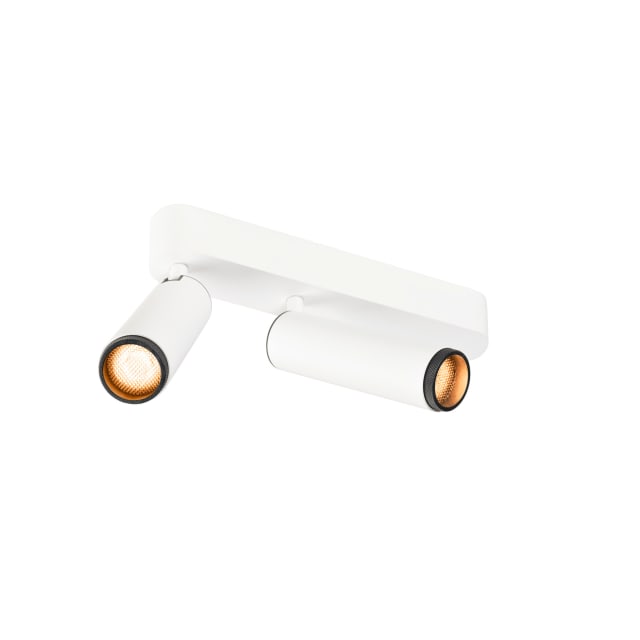 Plafonnier GRIP SLV Belgium blanc noir Plafonnier double orientable blanc avec deux spots cylindriques noirs et intérieurs cuivrés