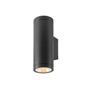 Applique murale extérieure cylindrique noire avec diffusion lumineuse vers le bas