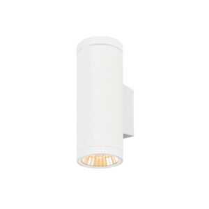 Applique murale extérieure cylindrique blanche avec faisceau lumineux dirigé vers le bas
