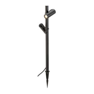 Borne extérieure LED noire avec piquet et deux têtes orientables
