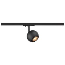 Spot sur rail monophasé 90 noir mat GU10, configuration visible