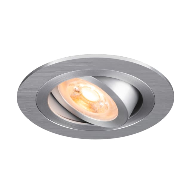 SLV Belgium Spot encastrable GU10 Spot encastrable plafond rond aluminium brossé avec support orientable et ampoule GU10 visible