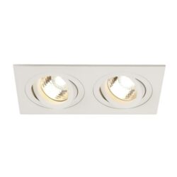 SLV Belgium - New Tria 2 Gu10 downl. encastré carré 2x50W Gu10 230V + ressort à torsion blanc - 113512