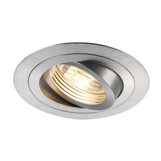 SLV Belgium New Tria spot encastré rond Spot encastré rond orientable aluminium brossé avec réflecteur GU10 et source lumineuse apparente