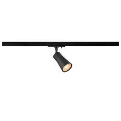 Spot sur rail monophasé GU10 noir, configuration visible