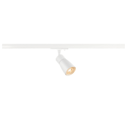 Spot sur rail monophasé blanc GU10, configuration visible