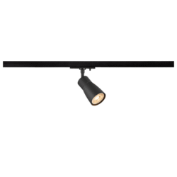 Spot sur rail monophasé GU10 noir, configuration visible