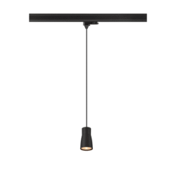 Suspension triphasée noire avec diffuseur cylindrique GU10